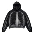 thumbnail image 1 of RUTAYY Men's Hoodie Long Sleeve Vintage Washed Halloween Skeleton Ribcage Graphic Gothic Streetwear Sweatshirt, 1 of 2
