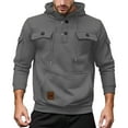 thumbnail image 1 of RUTAYY Men's Hoodies Warm Slid Color Outdoor Sports with Multiple Pockets Fall Winter Hooded Sweatshirt Holiday Versatile Tops, 1 of 5