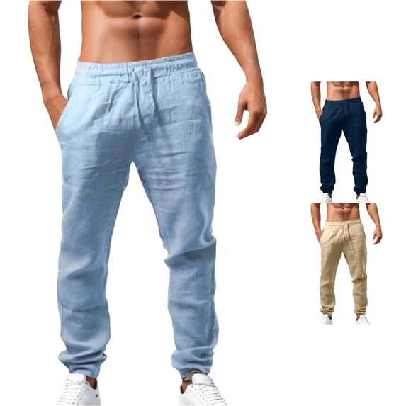 RUTAYY Men's Jogger Pants Solid Color Drawstring Elastic Waist Lightweight Casual Trousers