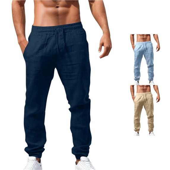 RUTAYY Men's Jogger Pants Solid Color Drawstring Elastic Waist Lightweight Casual Trousers