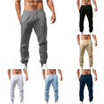 thumbnail image 1 of RUTAYY Men's Jogger Pants Solid Color Drawstring Elastic Waist Side Pockets Casual Trousers Grey, 1 of 5