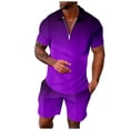 thumbnail image 1 of RUTAYY Men's Outfits 2 Piece Gradient Color Short Sleeve Shirt and Shorts Zipper Indoor Outdoor Activities Holiday Vibrant Clothing Sets, 1 of 5