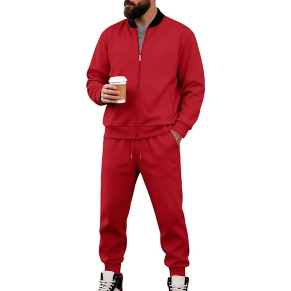 RUTAYY Men's Outfits 2 Piece Long Sleeve Business Tops and Trousers Solid Color Daily Wear Chic Elegant Sets