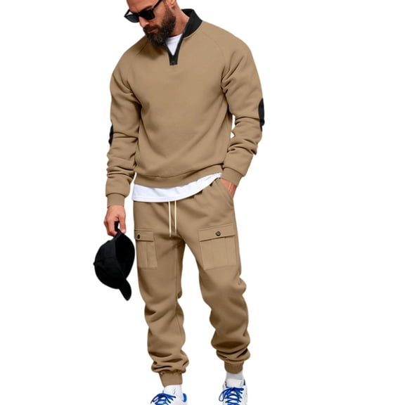 RUTAYY Men's Outfits 2 Piece Long Sleeve Business Tops and Trousers Solid Color Holiday Vibrant Sets