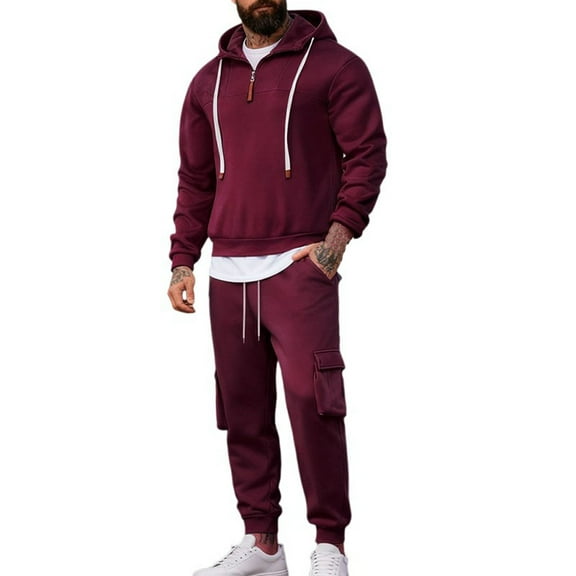 RUTAYY Men's Outfits 2 Piece Long Sleeve Business Tops and Trousers Solid Color Indoor Outdoor Activities Elegant Holiday Sets