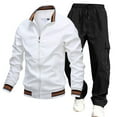 thumbnail image 1 of RUTAYY Men's Outfits 2 Piece Long Sleeve Casual Sports Solid Color Jacket Jogging Tracksuits Fashion Travel Sets, 1 of 2