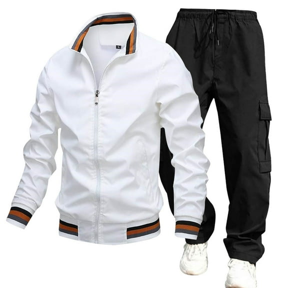 RUTAYY Men's Outfits 2 Piece Long Sleeve Casual Sports Solid Color Jacket Jogging Tracksuits Trendy Travel Sets