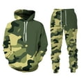 thumbnail image 1 of RUTAYY Men's Outfits Camouflage Print Slim Fit with Pocket Long Sleeve Hoodies and Pants Chic Holiday Sets, 1 of 2