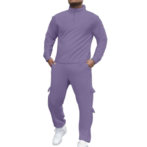 RUTAYY Men's Outfits Casual Solid Color Comfortable Long Sleeve Business Formal Jacket and Pants Daily Wear Classic Versatile Sets