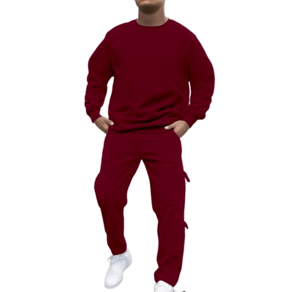 RUTAYY Men's Outfits Casual Solid Color Comfortable Long Sleeve Slim Fit Tops and Pants Daily Wear Elegant Dates Sets