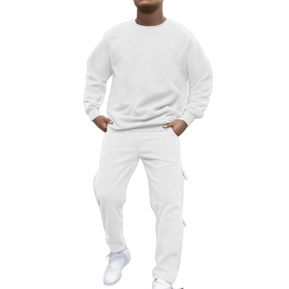 RUTAYY Men's Outfits Casual Solid Color Comfortable Long Sleeve Slim Fit Tops and Pants Daily Wear Trendy Vibrant Sets