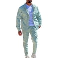thumbnail image 1 of RUTAYY Men's Outfits Casual Solid Color Long Sleeve Jacker Cargo Pants with Pocket Hiking Workout Classic Seaside Clothing Sets, 1 of 9