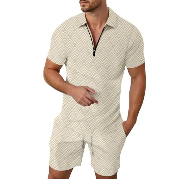 RUTAYY Men's Outfits Casual Solid Color Short Sleeve Tshirts Shorts with Pocket Comfortable Everyday Wear Classic Seaside Clothing Sets