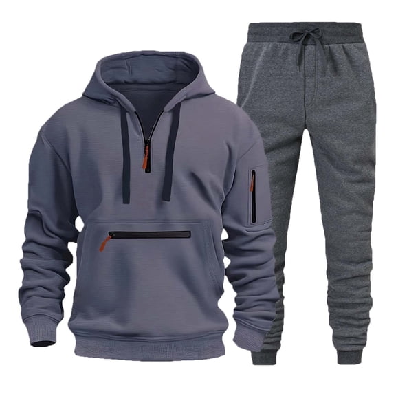 RUTAYY Men's Outfits Long Sleeve Hooded Sweatshirt and Casual Pants Solid Color Holiday Vibrant Sets