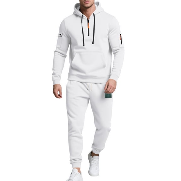 RUTAYY Men's Outfits Long Sleeve Tops and Trousers Solid Color Indoor Outdoor Activities Relaxed Holiday Sets