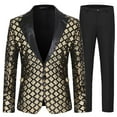 thumbnail image 1 of RUTAYY Men's Outfits Sequins Tuxedo Party Dance Wedding One Button Long Sleeve Jacket and Pants Relaxed Holiday Sets, 1 of 2