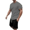 thumbnail image 1 of RUTAYY Men's Outfits Short Sleeve Round Neck Solid Color T-Shirts and Shorts with Pocket 2 Piece Travel Elegant Clothing Sets, 1 of 6