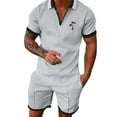 thumbnail image 1 of RUTAYY Men's Outfits Short Sleeve Turndown Collar Tops Shorts with Pocket Tropical Hawaii Sports Soft Comfortable Trendy Vacation Clothing Sets, 1 of 4