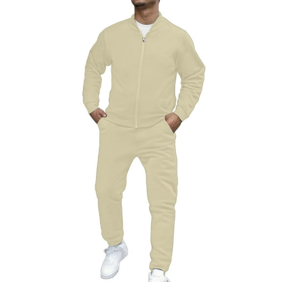 RUTAYY Men's Outfits Slim Fit Business Formal Long Sleeve Tops and Pants Solid Color Trendy Travel Sets