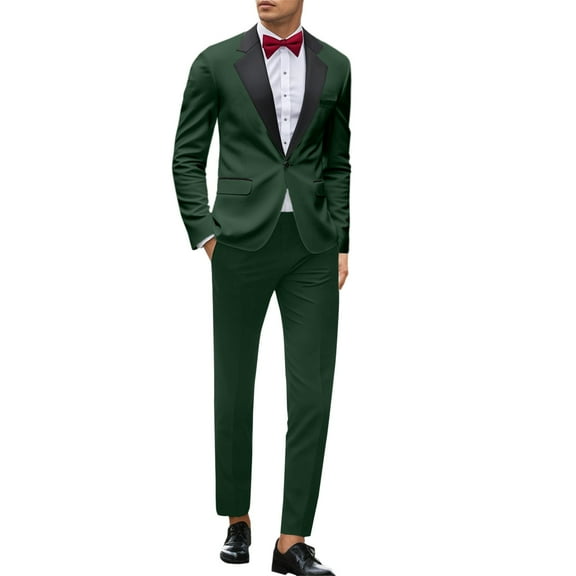 RUTAYY Men's Outfits Slim Fit Long Sleeve Suit and Pants Solid Color Everyday Wear Travel Elegant Sets