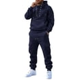 thumbnail image 1 of RUTAYY Men's Outfits Solid Color Hooded Jacket and Trousers with Pocket Drawstring Formal Business Daily Wear Vacation Playful Clothing Sets, 1 of 5