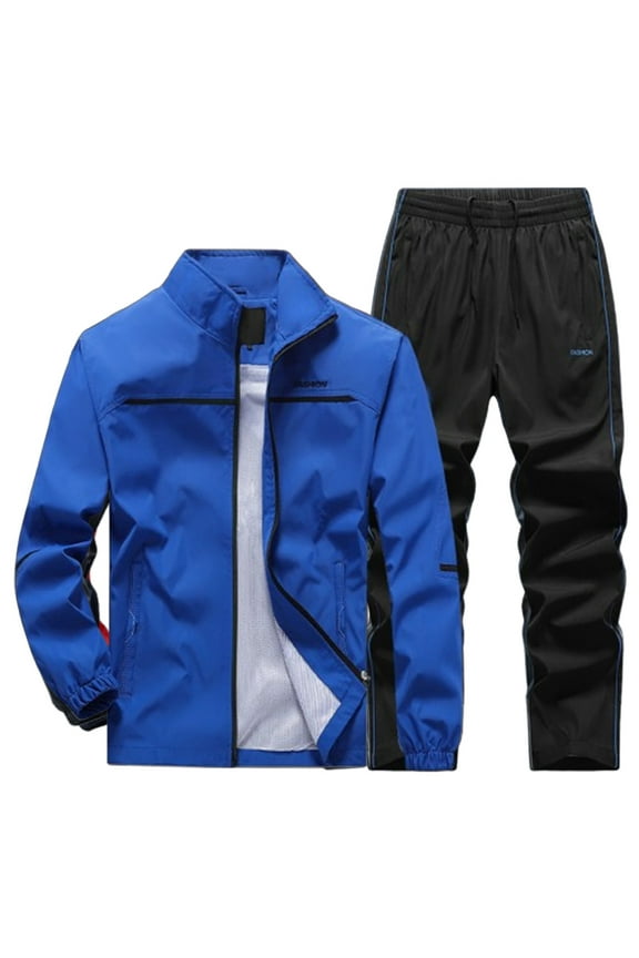 Men's Outfits Sports Casual Outdoor Tracksuit Spring Activewear Solid Color Long Sleeve Jacket and Pants Classic Chic Sets