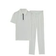 thumbnail image 1 of RUTAYY Men's Outfits Summer Casual Business Solid Color Short Sleeve Shirts and Pants Suits Daily Wear Comfortable Lightweight Breathable Trendy Beach Clothing Sets, 1 of 4