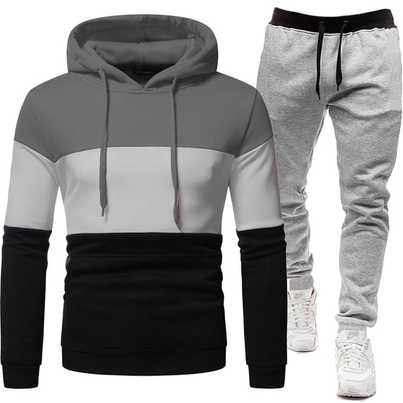 RUTAYY Men's Outfits Tracksuit 2 Piece Long Sleeve Hooded Athletic Sweatsuits Casual Running Jogging Pants Sport Elegant Holiday Sets