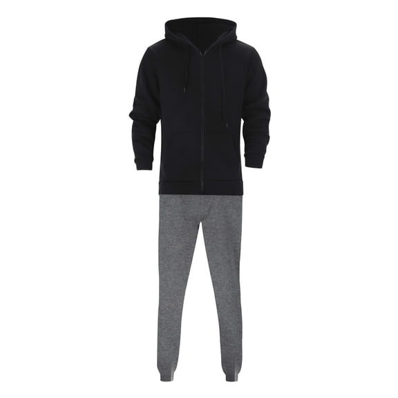 RUTAYY Men's Outfits Zipper Spring Casual Outdoor Solid Color Long Sleeve Hooded Jacket Fitness Jogging Pants Trendy Classic Sets