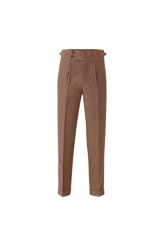 Men's Pants Slim Fit High Waist Business Solid Color Straight Leg Daily Wear Chic Holiday Trousers