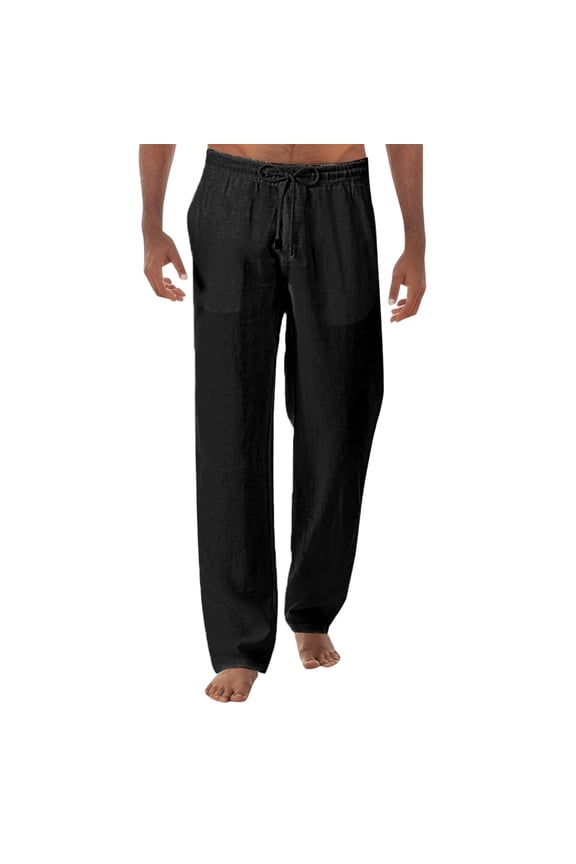 Men's Pants Solid Color with Pocket Drawstring Slim Fit Daily Wear Chic Elegant Trousers