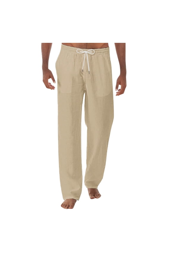 Men's Pants Solid Color with Pocket Drawstring Slim Fit Daily Wear Chic Holiday Trousers