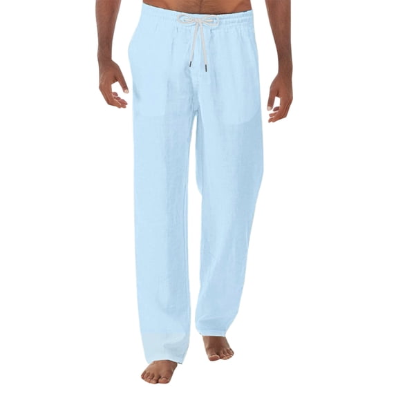 RUTAYY Men's Pants Solid Color with Pocket Drawstring Slim Fit Daily Wear Classic Trendy Trousers