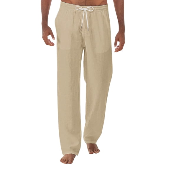 RUTAYY Men's Pants Solid Color with Pocket Drawstring Slim Fit Daily Wear Trendy Vibrant Trousers