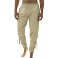 thumbnail image 1 of RUTAYY Men's Pants Solid Color with Pocket Slim Fit Daily Wear with Drawstrings Ankle Pants Trendy Travel Trousers, 1 of 9