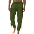 thumbnail image 1 of RUTAYY Men's Pants Solid Color with Pocket Slim Fit Daily Wear with Drawstrings Ankle Pants Trendy Vacation Trousers, 1 of 9