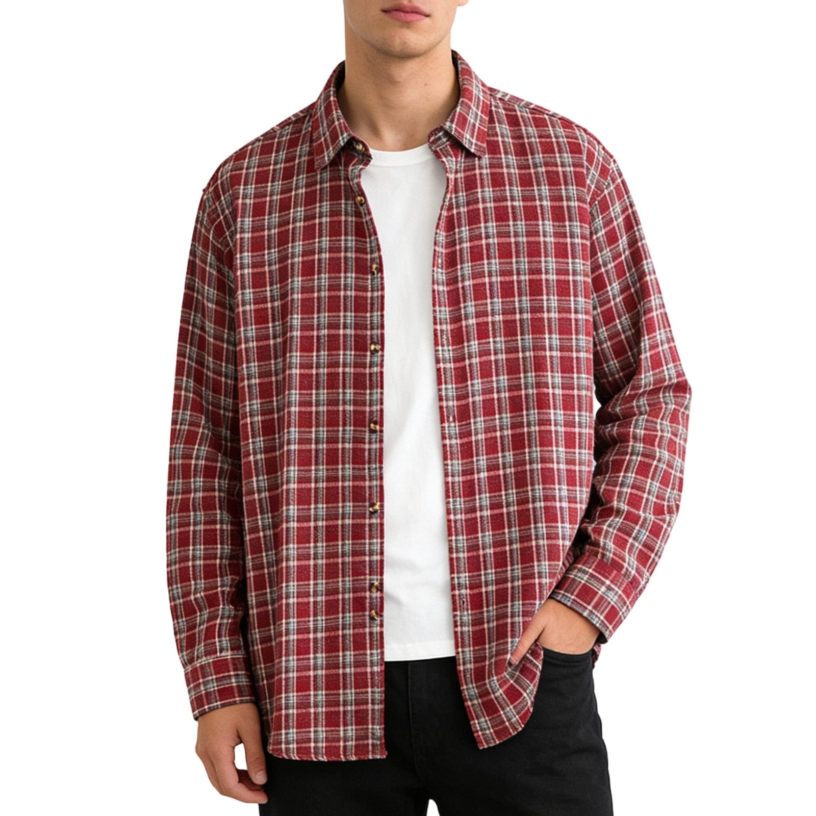 RUTAYY Men's Shirts Casual Long Sleeve Button Down Open Front Turndown ...