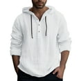 thumbnail image 1 of RUTAYY Men's Shirts Casual Solid Color Casual Button Long Sleeve Hooded Comfortable Breathable Indoor Outdoor Activities Classic Seaside Blouse, 1 of 4