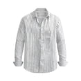 thumbnail image 1 of RUTAYY Men's Shirts Casual Turndown Collar Long Sleeve Striped Pattern Formal Business Comfortable Button Down Daily Wear Trendy Vacation Blouse, 1 of 3