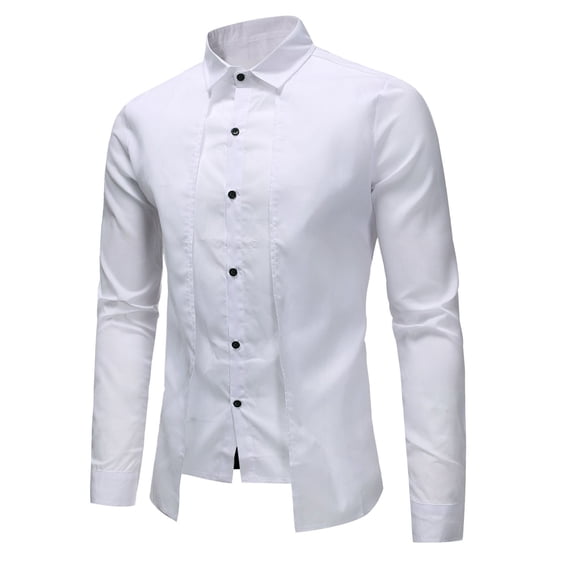 RUTAYY Men's Shirts Double Placket Long Sleeve Casual Layered Tops Comfortable Solid Color Turndown Collar Button Down Travel Vacation Blouse
