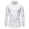 thumbnail image 1 of RUTAYY Men's Shirts Embroidered Asymmetrical Long Sleeve Solid Color Denim Shirt Turndown Collar Comfortable Breathable Chic Holiday Blouse, 1 of 8