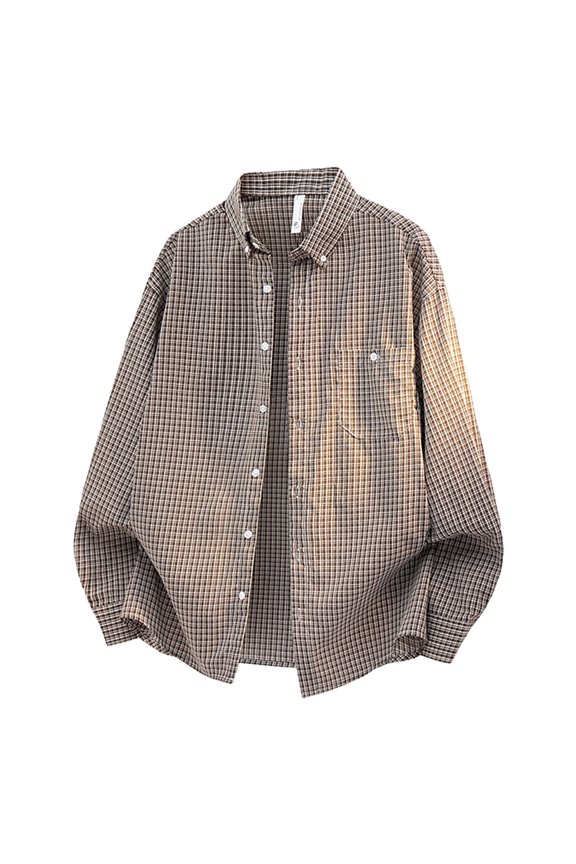 Men's Shirts Grid Pattern Button Down Turndown Collar Long Sleeve Button Down Everyday Wear Work Holiday Blouse