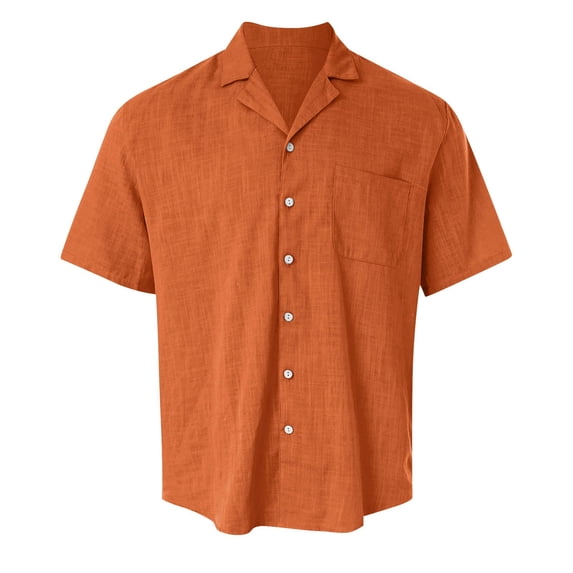 RUTAYY Men's Shirts Hawaii Turndown Collar Casual Sports Short Sleeve Solid Color Comfortable Breathable Chic Holiday Blouse