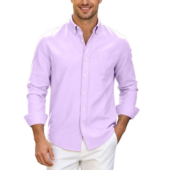 RUTAYY Men's Shirts Long Sleeve Solid Color Casual Everyday Comfortable Button Down with Button Tops Classic Holiday Blouse