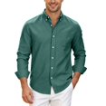 thumbnail image 1 of RUTAYY Men's Shirts Long Sleeve Solid Color Casual Everyday Comfortable Button Down with Button Tops Vacation Travel Blouse, 1 of 4