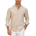 thumbnail image 1 of RUTAYY Men's Shirts Long Sleeve Solid Color Casual Everyday Comfortable Button Down with Button Tops Work Beach Blouse, 1 of 4