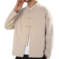 thumbnail image 1 of RUTAYY Men's Shirts Mandarin Collar Button Down Long Sleeve Casual Business Formal Tops Outerwear Trendy Trip Blouse, 1 of 6