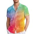 thumbnail image 1 of RUTAYY Men's Shirts Rainbow Print Short Sleeve Comfortable Breathable Turndown Collar Button Down Casual Daily Wear Travel Elegant Blouse, 1 of 4