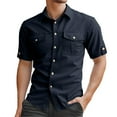 thumbnail image 1 of RUTAYY Men's Shirts Short Sleeve Button Up Casual Formal Breathable Comfortable Solid Color Turndown Collar Beach Vacation Blouse, 1 of 4