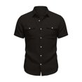 thumbnail image 1 of RUTAYY Men's Shirts Short Sleeve Solid Color Tops Breathable Comfort Button Down with Pocket Casual Everyday Wear Work Vacation Blouse, 1 of 4